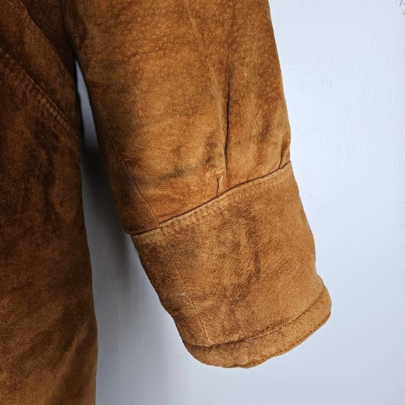 Vintage FoxRun Suede Leather Sherpa Lined Coat‎ S Brown Tapered - Picture 5 of 16